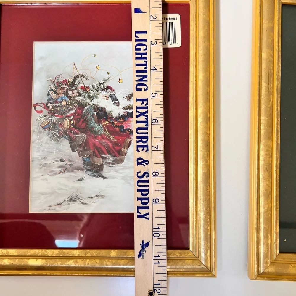 Set of 2 FRAMED Peggy Abrams Santa Claus prints. 9.5”x11.5” - Picture 6 of 10